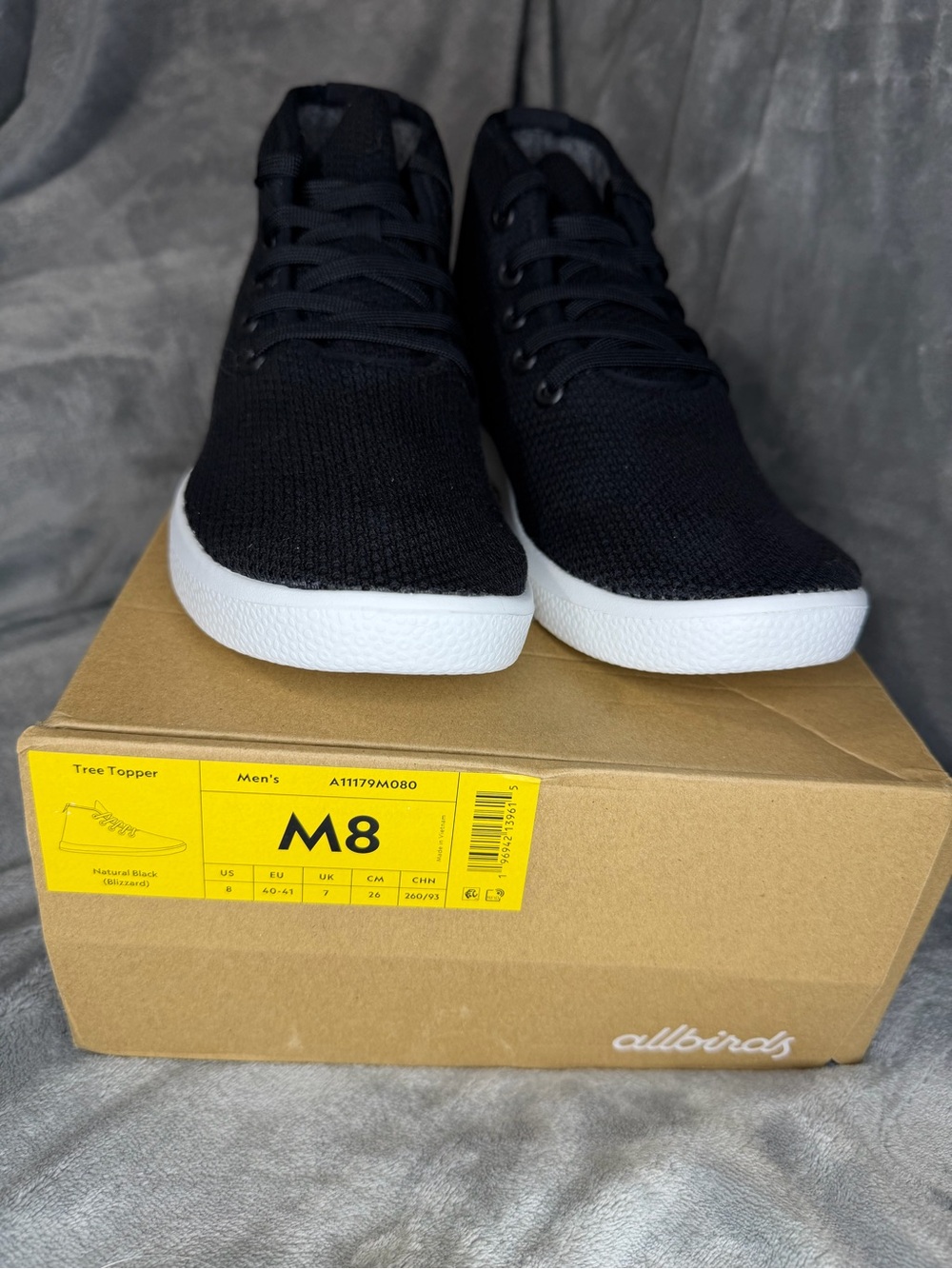 allbirds Men's Tree Topper Sneakers in Black with White Sole